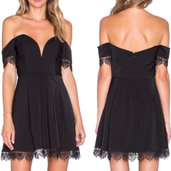 Lovers + Friends Small Heaven Sent Lace Trimmed Off the Shoulder Dress - Picture 2 of 6